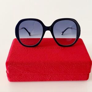 Carolina Herrera Navy Blue Geometric Sunglasses